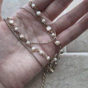 Cream & Gold Faux Pearl Necklace